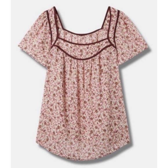 🆕 Crinkle Chiffon Flutter Sleeve Top Blouse 3 3X 22 24 NWT Torrid New! Floral - Picture 5 of 6